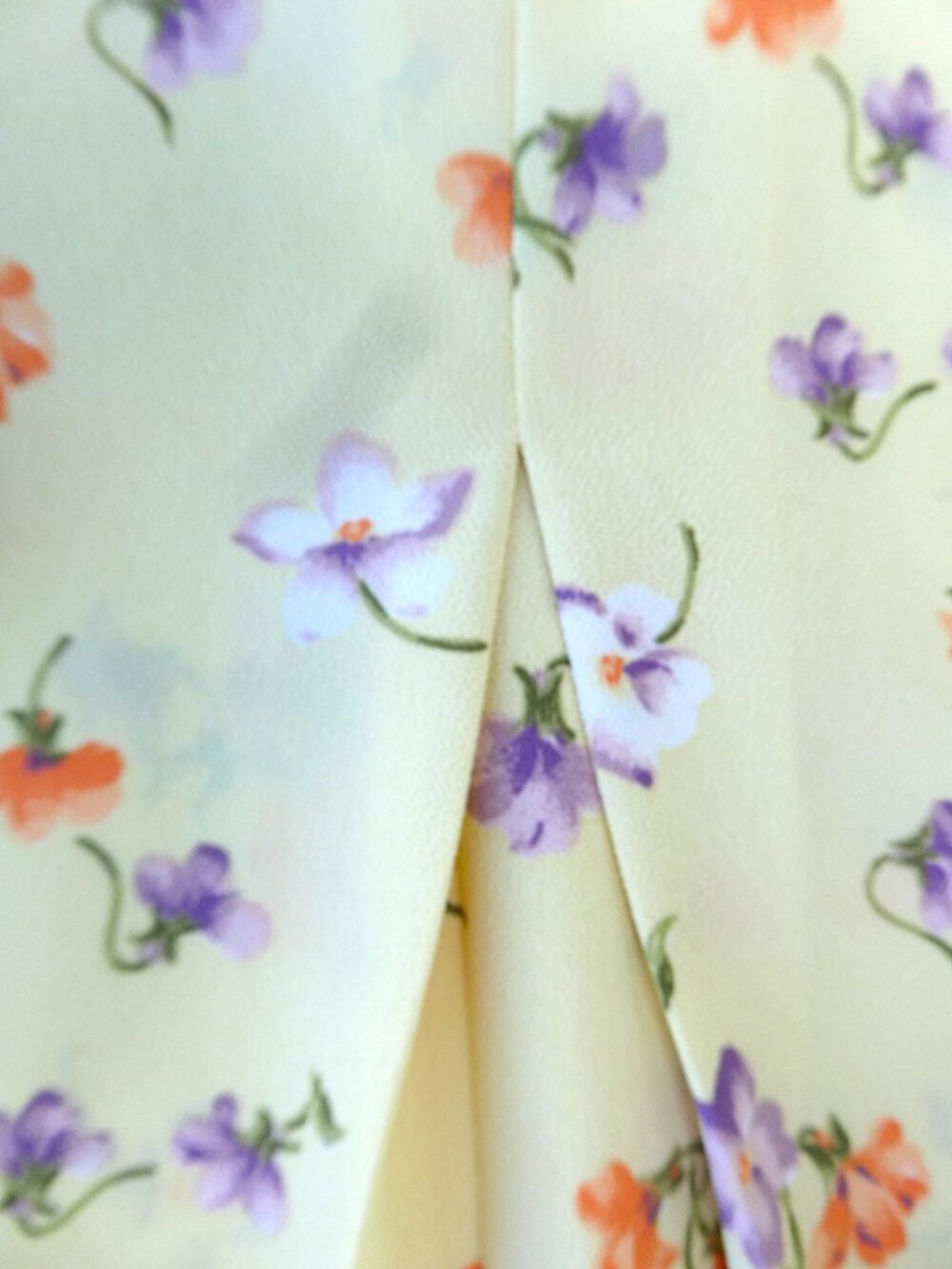 Vintage Fundamental Things Pale Yellow Ditsy Floral Midi Skirt Belted Pleats M - Picture 4 of 7